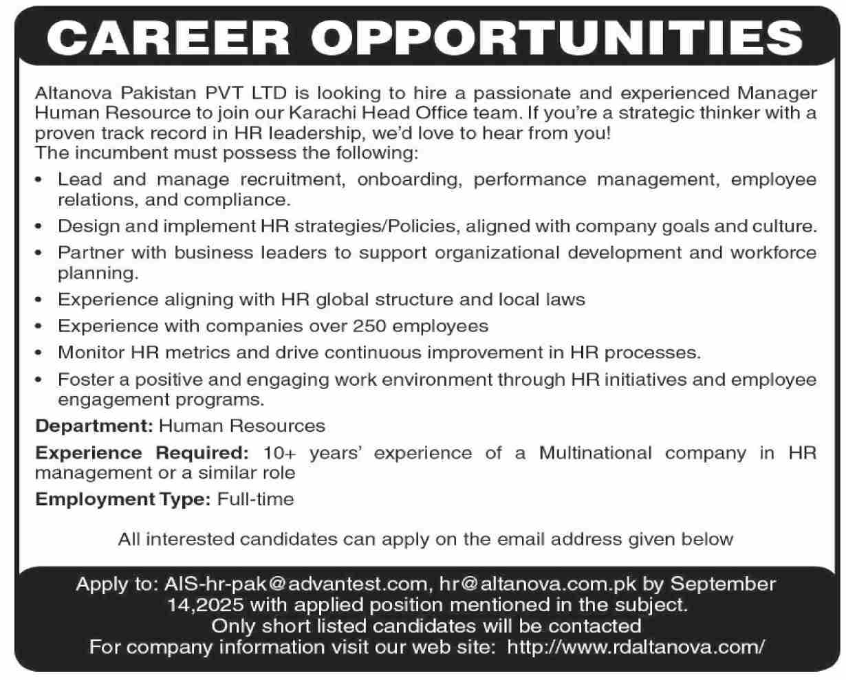 Jobs in Altanova Pakistan Private Limited
